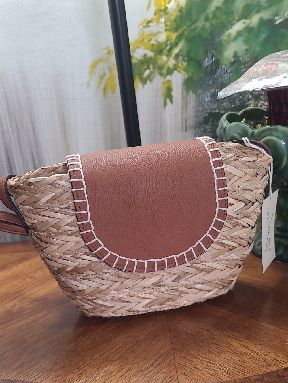 New! Universal Thread Woven Straw Adjustable Crossbody Bag Purse magnetic close